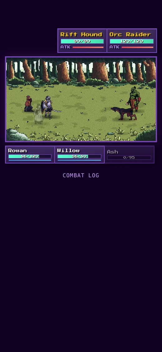 Auto-battle: Rolls resolve in real time.